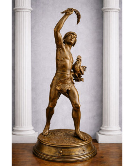 Le village de 58 brocanteurs - Henri Plé (1853-1922) : Vainqueur au Coq – Sculpture en bronze patiné – Époque XIXe siècle
