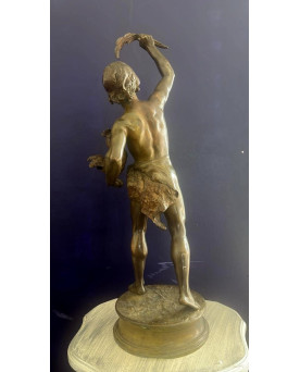 Le village de 58 brocanteurs - Henri Plé (1853-1922) : Vainqueur au Coq – Sculpture en bronze patiné – Époque XIXe siècle