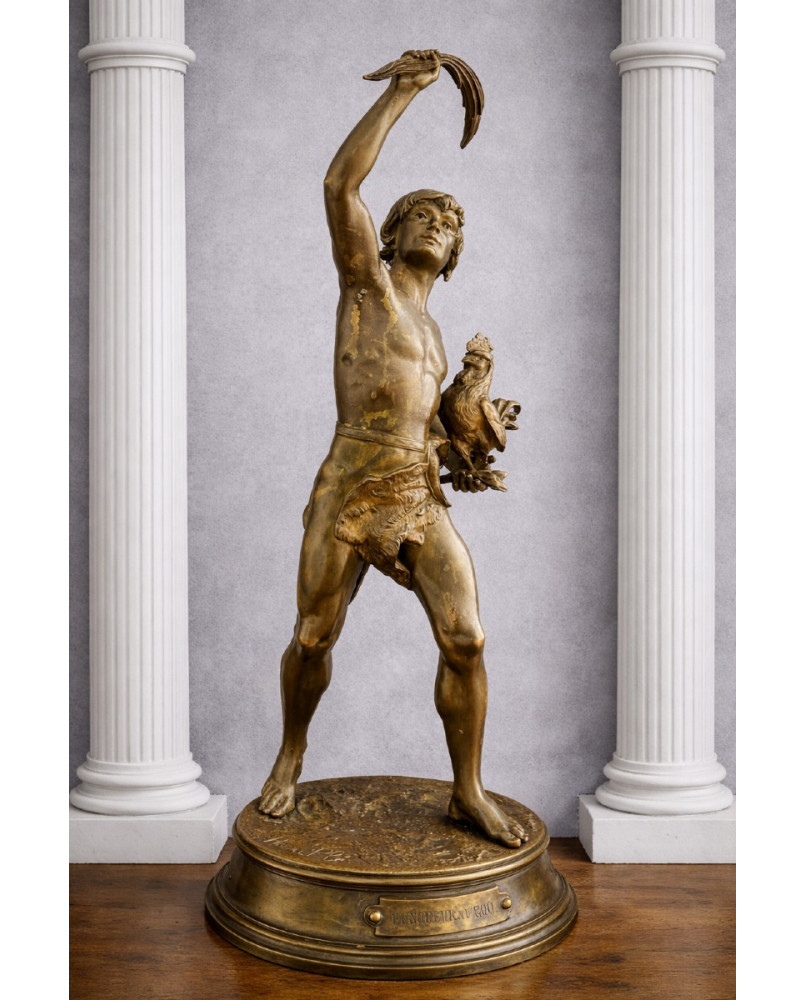 Le village de 58 brocanteurs - Henri Plé (1853-1922) : Vainqueur au Coq – Sculpture en bronze patiné – Époque XIXe siècle