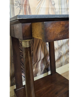 Le village de 58 brocanteurs - Console en acajou et marbre époque Empire