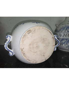 Le village de 58 brocanteurs - Paire de gourdes de pharmacie en faïence – décor “Aqua Vitae”