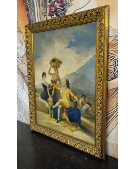 Le village de 58 brocanteurs - Scène Galante dans le Goût du XVIIIe – Huile sur panneau - école Italienne