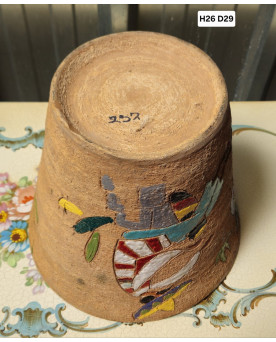 Le village de 58 brocanteurs - Cache-pot en céramique émaillée à décor mexicain – Art Déco -
