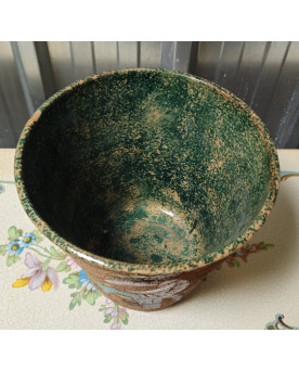 Le village de 58 brocanteurs - Cache-pot en céramique émaillée à décor mexicain – Art Déco -