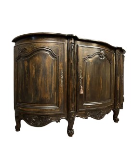 Le village de 58 brocanteurs - Buffet en enfilade en bois laqué et bois teinté style louis XV
