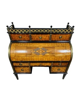Le village de 58 brocanteurs - Important Bureau a Cylindre époque Louis XVI en marquéterie