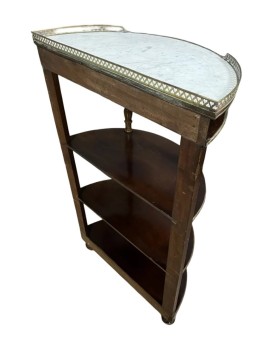 Le village de 58 brocanteurs - Console étagère Parisienne de forme demi lune style Louis XVI en acajou