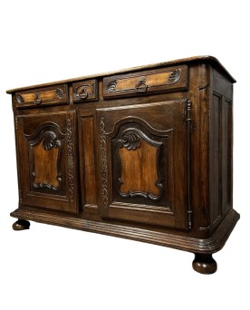 Le village de 58 brocanteurs -  Buffet Bourguignon époque louis XIII en chêne massif et noyer