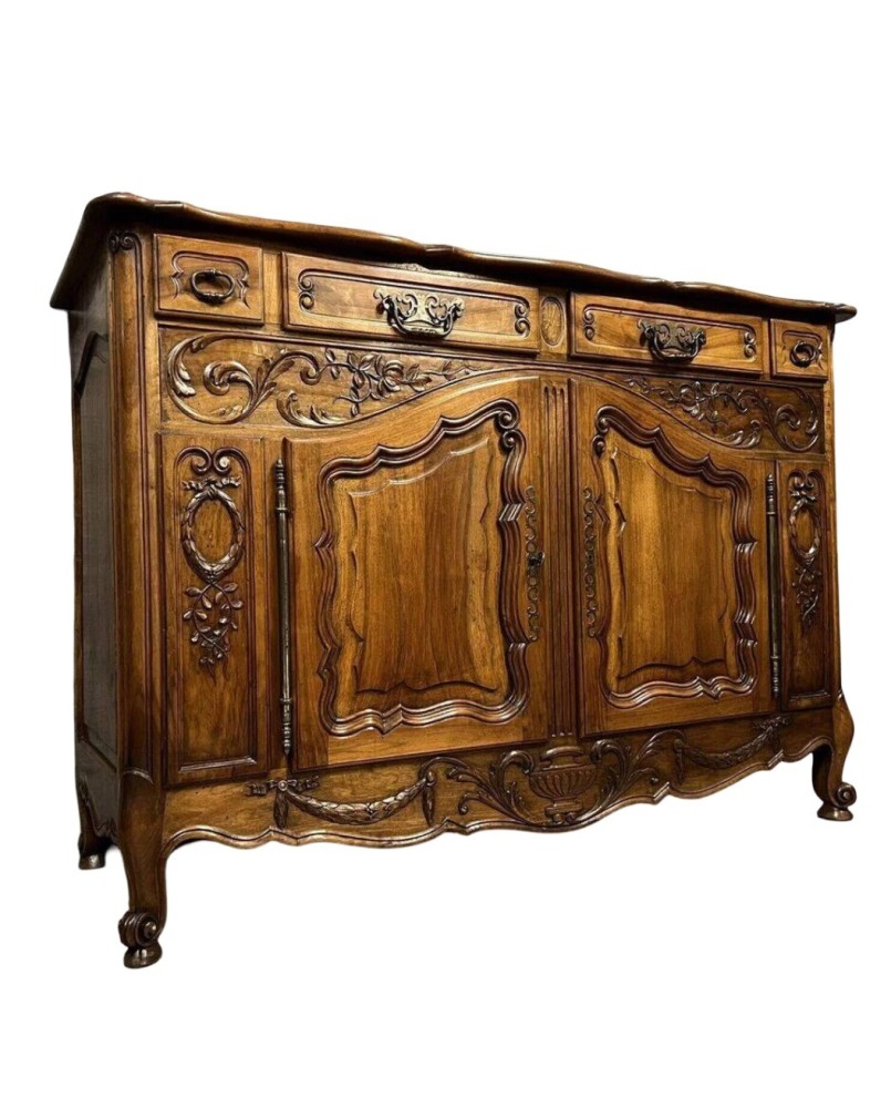 Le village de 58 brocanteurs - D'après Gauthier Poinsignon Buffet époque Art Nouveau Ecole de Nancy en noyer