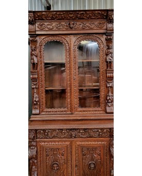 Le village de 58 brocanteurs - D'après Gauthier Poinsignon Buffet époque Art Nouveau Ecole de Nancy en noyer