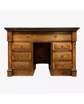 Le village de 58 brocanteurs -  bureau comptoir a caissons style Empire en acajou blond
