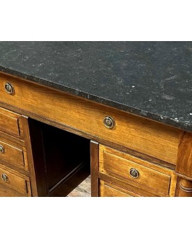 Le village de 58 brocanteurs -  bureau comptoir a caissons style Empire en acajou blond
