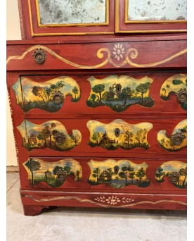 Le village de 58 brocanteurs - Cabinet bibliothèque Vénitien style Louis XV en bois laqué