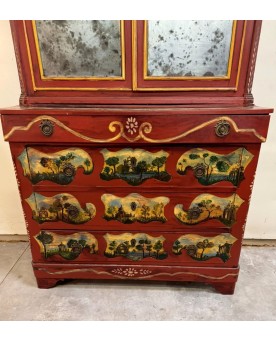 Le village de 58 brocanteurs - Cabinet bibliothèque Vénitien style Louis XV en bois laqué
