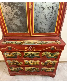 Le village de 58 brocanteurs - Cabinet bibliothèque Vénitien style Louis XV en bois laqué