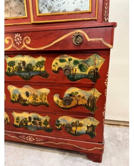 Le village de 58 brocanteurs - Cabinet bibliothèque Vénitien style Louis XV en bois laqué