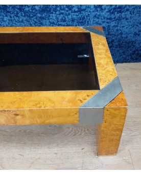 Le village de 58 brocanteurs - Table Basse Italienne En Loupe D’après Willy Rizzo Pour Mario Sabot Vers 1970