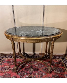 Le village de 58 brocanteurs - Table guéridon style Louis XVI en bois doré