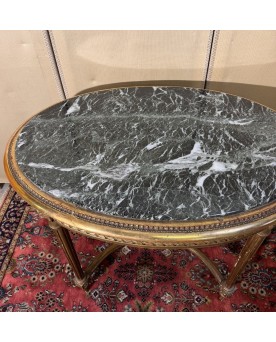 Le village de 58 brocanteurs - Table guéridon style Louis XVI en bois doré