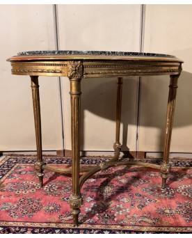 Le village de 58 brocanteurs - Table guéridon style Louis XVI en bois doré