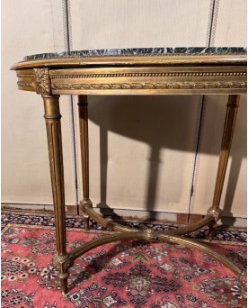 Le village de 58 brocanteurs - Table guéridon style Louis XVI en bois doré