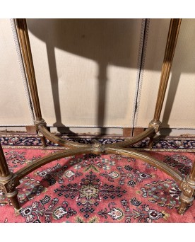 Le village de 58 brocanteurs - Table guéridon style Louis XVI en bois doré