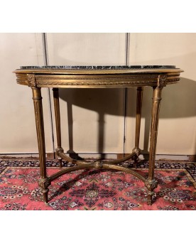 Le village de 58 brocanteurs - Table guéridon style Louis XVI en bois doré