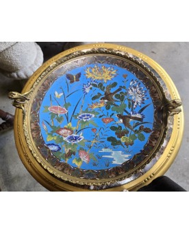 Le village de 58 brocanteurs -  Asie XIXeme : coupe cloisonnée sur talon en bronze doré
