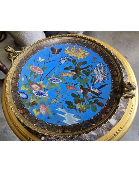 Le village de 58 brocanteurs -  Asie XIXeme : coupe cloisonnée sur talon en bronze doré