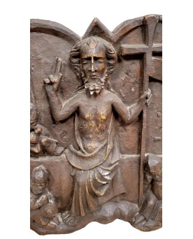 Le village de 58 brocanteurs -Panneau d'un retable de dévotion en plâtre patinés époque XVIII eme (N°3)