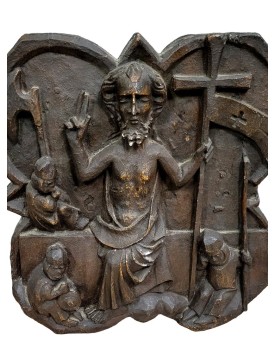 Le village de 58 brocanteurs -Panneau d'un retable de dévotion en plâtre patinés époque XVIII eme (N°3)