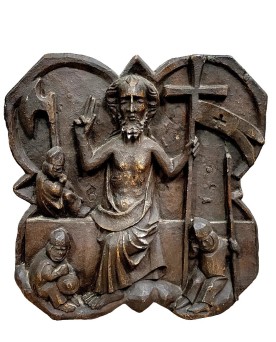 Le village de 58 brocanteurs -Panneau d'un retable de dévotion en plâtre patinés époque XVIII eme (N°3)
