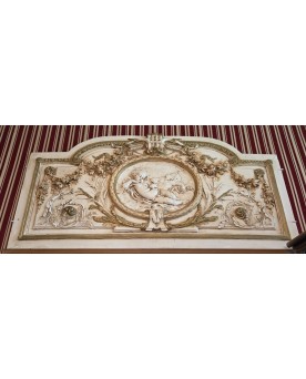Le village de 58 brocanteurs - Trés grand bas relief ou dessus de porte en platre patiné
