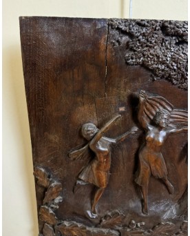 Le village de 58 brocanteurs -Panneau Architectural ou bas relief En Bois Sculpté