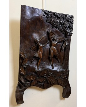 Le village de 58 brocanteurs -Panneau Architectural ou bas relief En Bois Sculpté