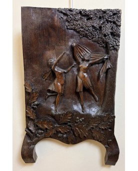 Le village de 58 brocanteurs -Panneau Architectural ou bas relief En Bois Sculpté