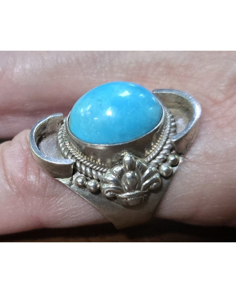 Le village de 58 brocanteurs - bague Vintage en argent et turquoise