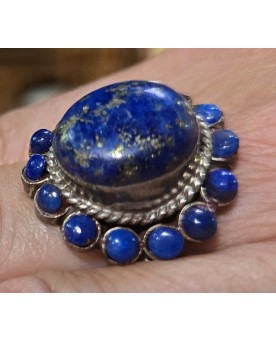 Le village de 58 brocanteurs -bague bérbère en argent et Lapis Lazuli