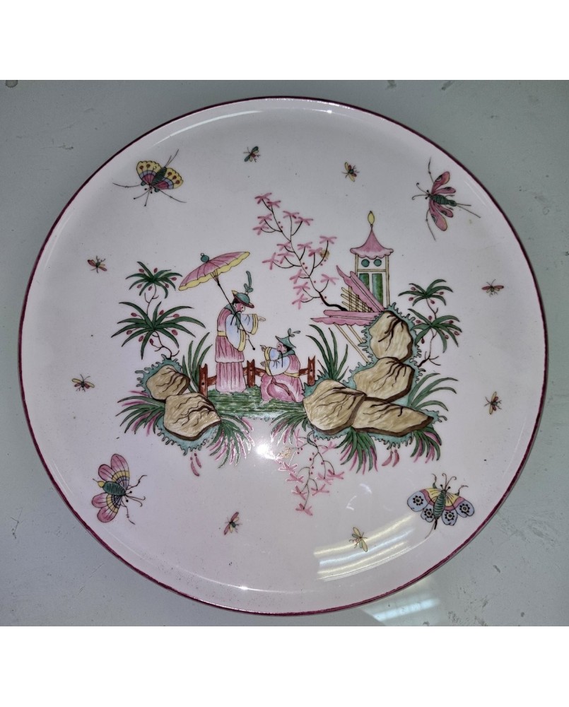 Le village de 58 brocanteurs -grand plat en céramique a décors au chinois