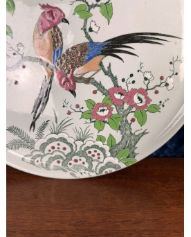 Le village de 58 brocanteurs - Longwy : grands Plats à tarte en faïence et émaux style japonisant époque Art Déco vers 1920