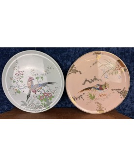 Le village de 58 brocanteurs - Longwy : grands Plats à tarte en faïence et émaux style japonisant époque Art Déco vers 1920