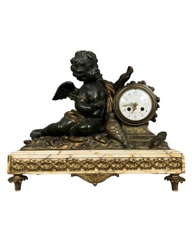 Le village de 58 brocanteurs -A.J Scotte : Grande pendule en bronze, régule et marbre époque fin XIXeme