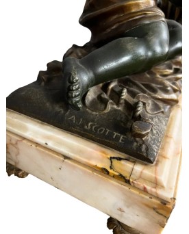 Le village de 58 brocanteurs -A.J Scotte : Grande pendule en bronze, régule et marbre époque fin XIXeme