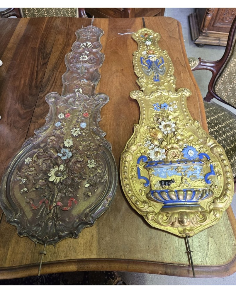 Le village de 58 brocanteurs - 2 balanciers d'horloge fleurie époque XIXeme