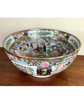 Le village de 58 brocanteurs - Chine Fin XIXeme : Grand Bol En Porcelaine De Canton