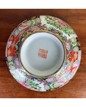 Le village de 58 brocanteurs - Chine Fin XIXeme : Grand Bol En Porcelaine De Canton