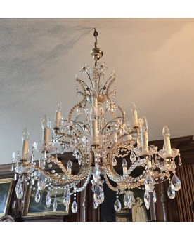 Le village de 58 brocanteurs -Murano : Très grand Lustre a pampilles en cristal