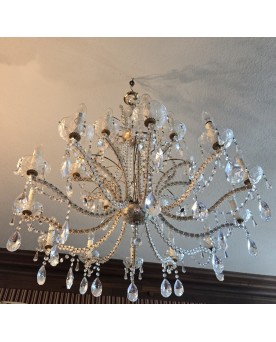 Le village de 58 brocanteurs -Murano : Très grand Lustre a pampilles en cristal