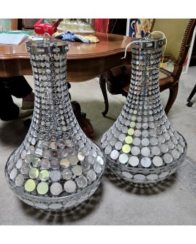 Le village de 58 brocanteurs - Paire de lustres montgolfiéres desin de la fin du XXeme siécle
