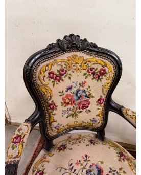Le village de 58 brocanteurs - Fauteuil de bureau style Louis XV en noyer